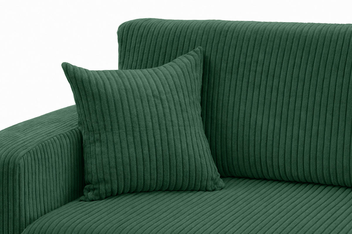 ECKSOFA Mit Schlaffunktion, Cordstoff Poso, Grün, Rechts, ROUND ONE XL - Grün, Holz (271/175cm) - Kaiser Möbel