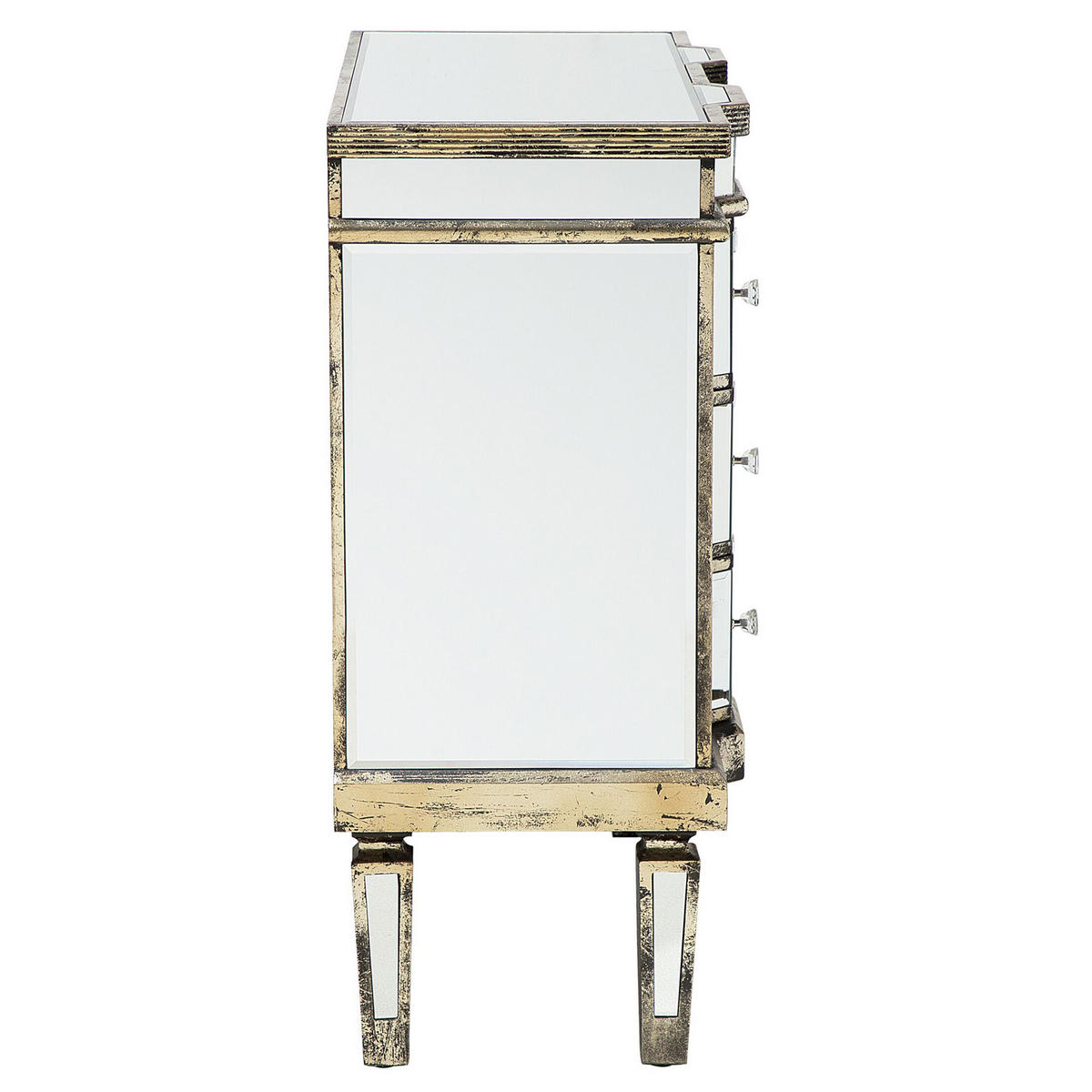 KOMMODE 6 Schubladen Spiegeleffekt Mozela - Silberfarben/Goldfarben, Glas (81/80/35cm) - Beliani