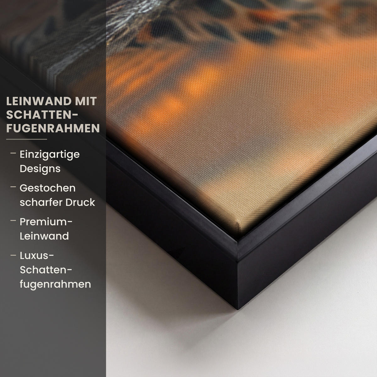 LEINWAND Bilder mit Rahmen - Natur - Leopard - Tier - Sonnenuntergang - Modern - 60x40 - Orange, Textil (60/40cm) - MuchoWow