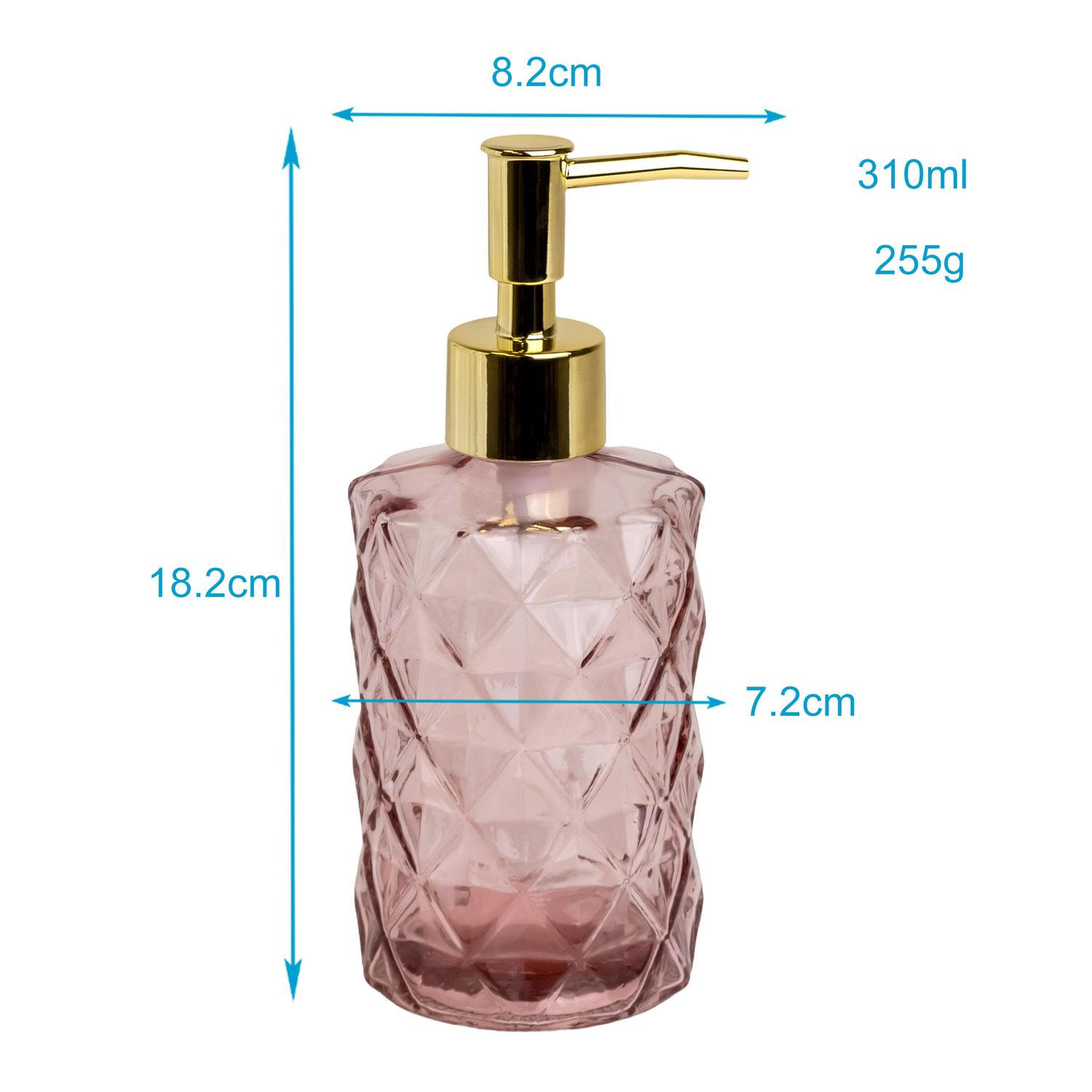 SEIFENSPENDER 310ml - Rosa, Glas (7.2/18.2/8.2cm) - Intirilife