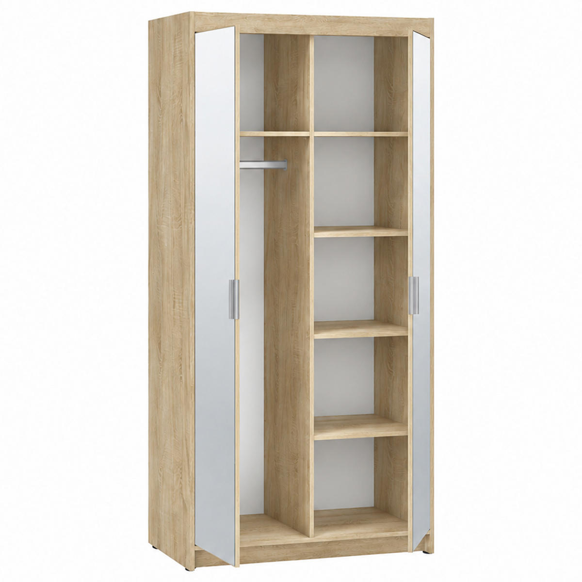 SKŘÍŇ S OTOČNÝMI DVEŘMI Elena se 2 dveřmi a 2 zrcadly, 90 cm, dub Sonoma - Sonoma dub, kompozitní dřevo (90/190/53cm) - Beautysofa