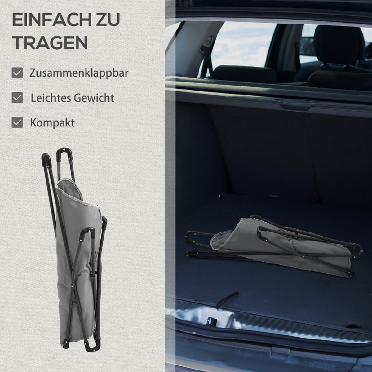 CAMPINGSTUHL faltbar 120 kg Armlehne - Hellgrau, Metall (88/84/74cm) - LEBENLANG