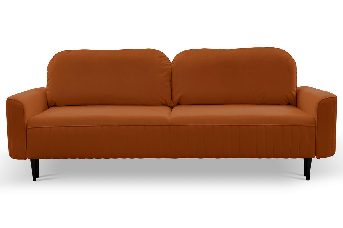 BETTSOFA FILO Kupferfarben Velours-Stoff mit Schlaffunktion - Kupferfarben, Holz (244/92/102cm) - MASSENO