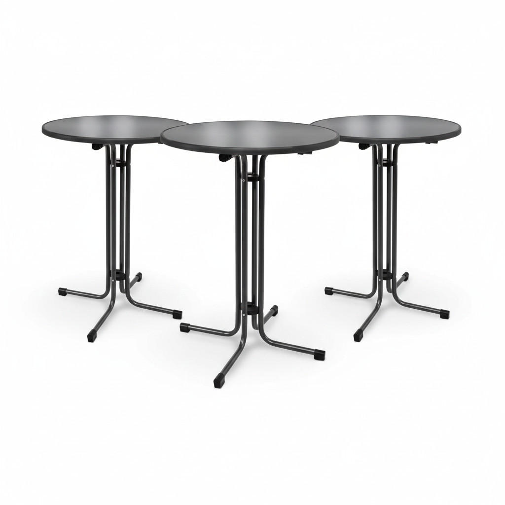 STEHTISCH Bellini Ø70xH110cm Schwarz (3tlg) - Schwarz, Holz/Metall (70/70/110cm) - Beautissu 