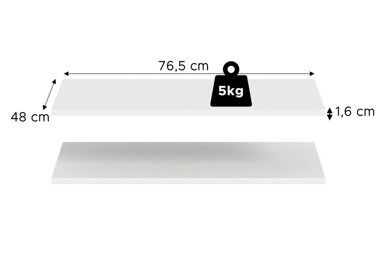 KLEIDERSCHRANK weiß 2-türig 80 cm, Drehtürenschrank mit zusätzlichen Einlegeböden - Schwarz/Weiß, Holzwerkstoff/Kunststoff (80/176/51cm) - Inn.Furn