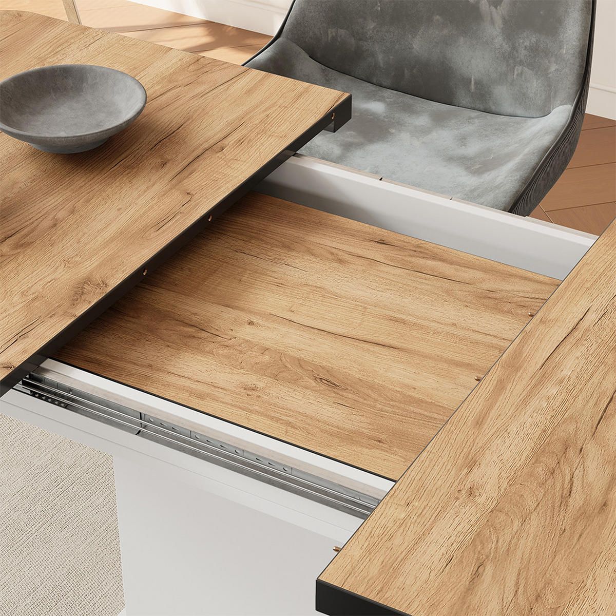 ROZKLÁDACÍ JÍDELNÍ STŮL Fenaro Černá/zlatý dub/bílá - medově dubová, kompozitní dřevo (80/120/77.3cm) - Vicco