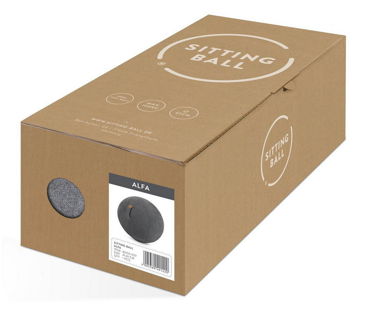 SITZBALL ALFA - Anthrazit, Textil (65/65/65cm) - Magma Heimtexx