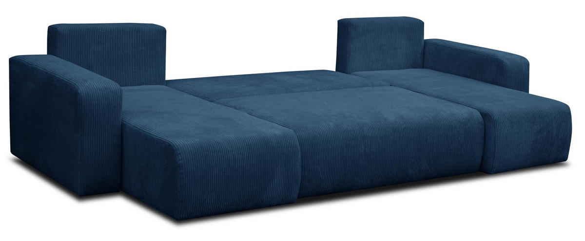 WOHNLANDSCHAFT LUNA U-FORM mit Schlaffunktion und Bettkasten (Blau) - Blau, Textil (312/83/142cm) - VENASI MÖBEL