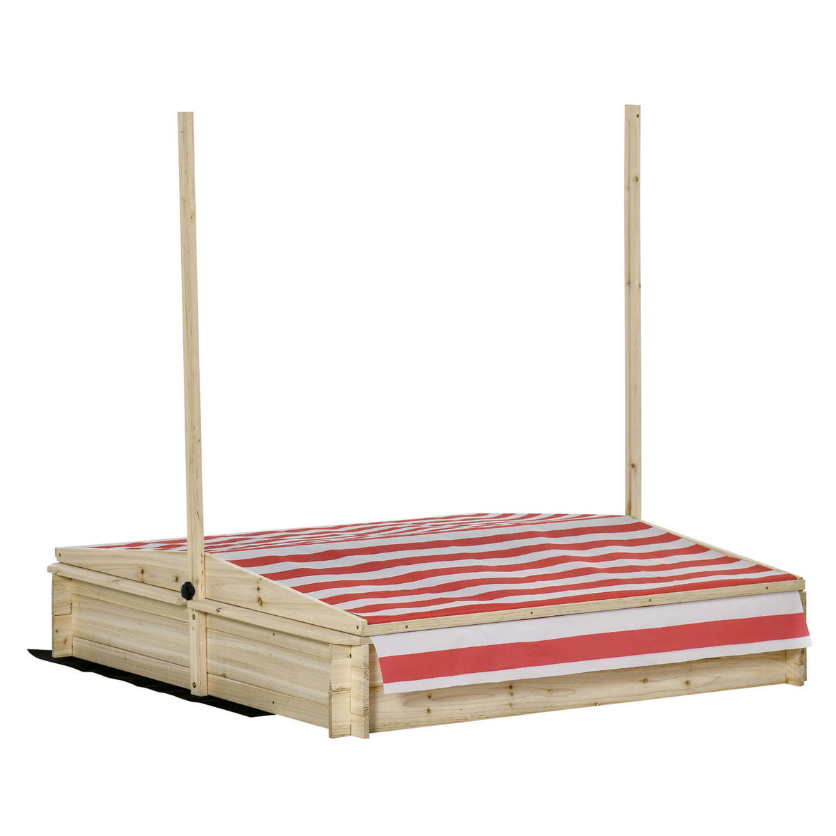 SANDKASTEN DE-18745 quadratisch mit verstellbarem Dach & 2 Wannen Holz - Naturfarben, Holzwerkstoff (118/118/118cm) - ComfortXL