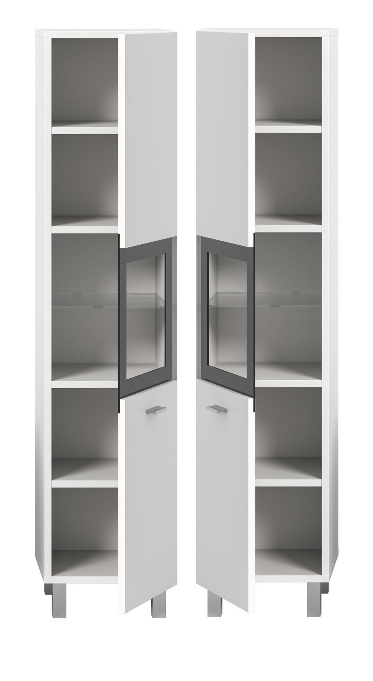 MIDISCHRANK weiß 30 cm, Badschrank hängend oder stehend - Silberfarben/Schwarz, Glas/Holzwerkstoff (30/125/29cm) - Inn.Furn