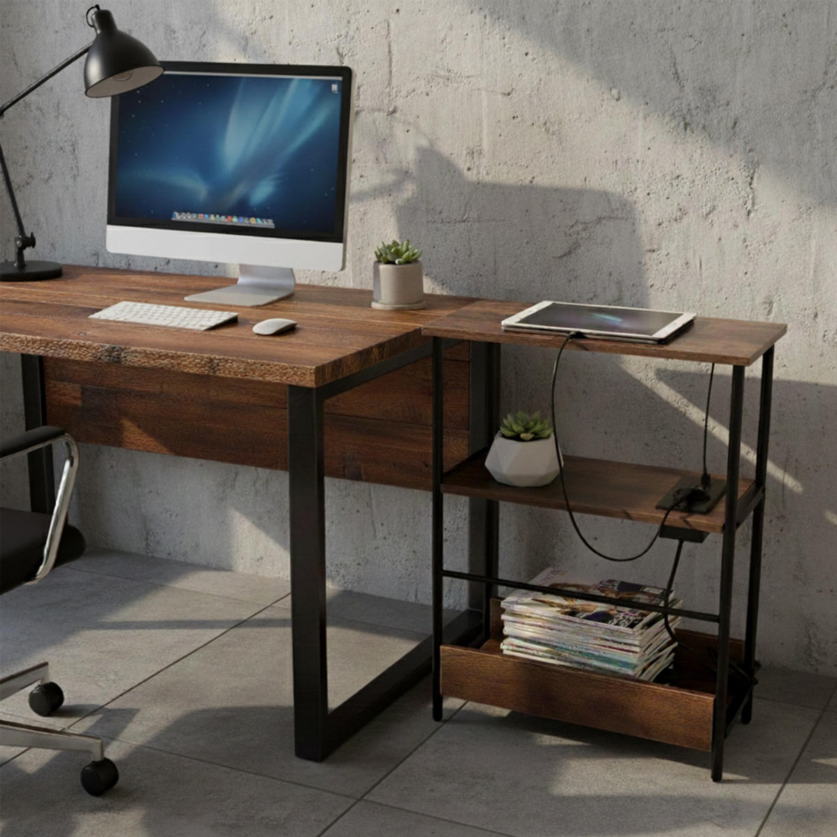 BEISTELLTISCH - Dunkelbraun, Holzwerkstoff/Metall (18/18/58cm) - Relaxdays