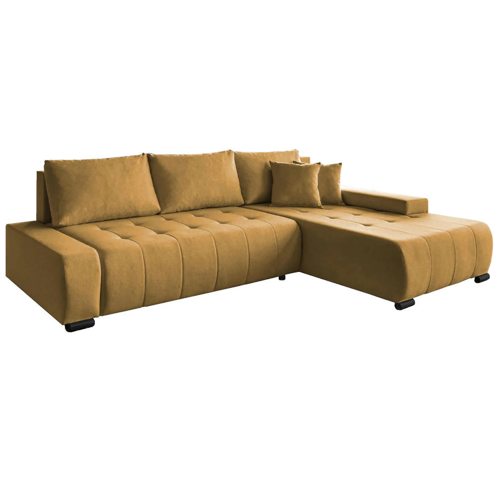 ECKSCHLAFSOFA Draco L Gelb - Gelb/Schwarz, Textil/Metall (268/183cm) - Beautysofa