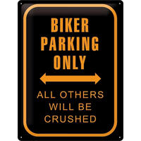 BLECHSCHILD 30/40 cm BIKER Parking only - Multicolor, Metall (30/40/0.2cm) - Nostalgic-Art