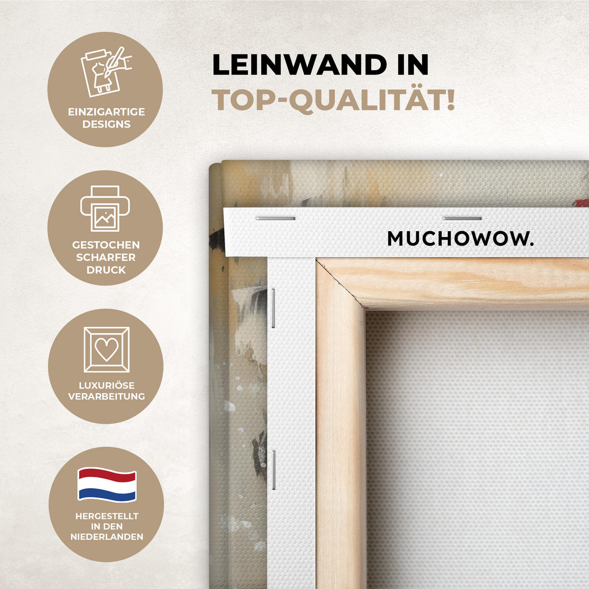 LEINWANDBILD Schneemann - Winter - Schnee - Beige 20x20 cm - Weiß, Textil (20/20cm) - MuchoWow