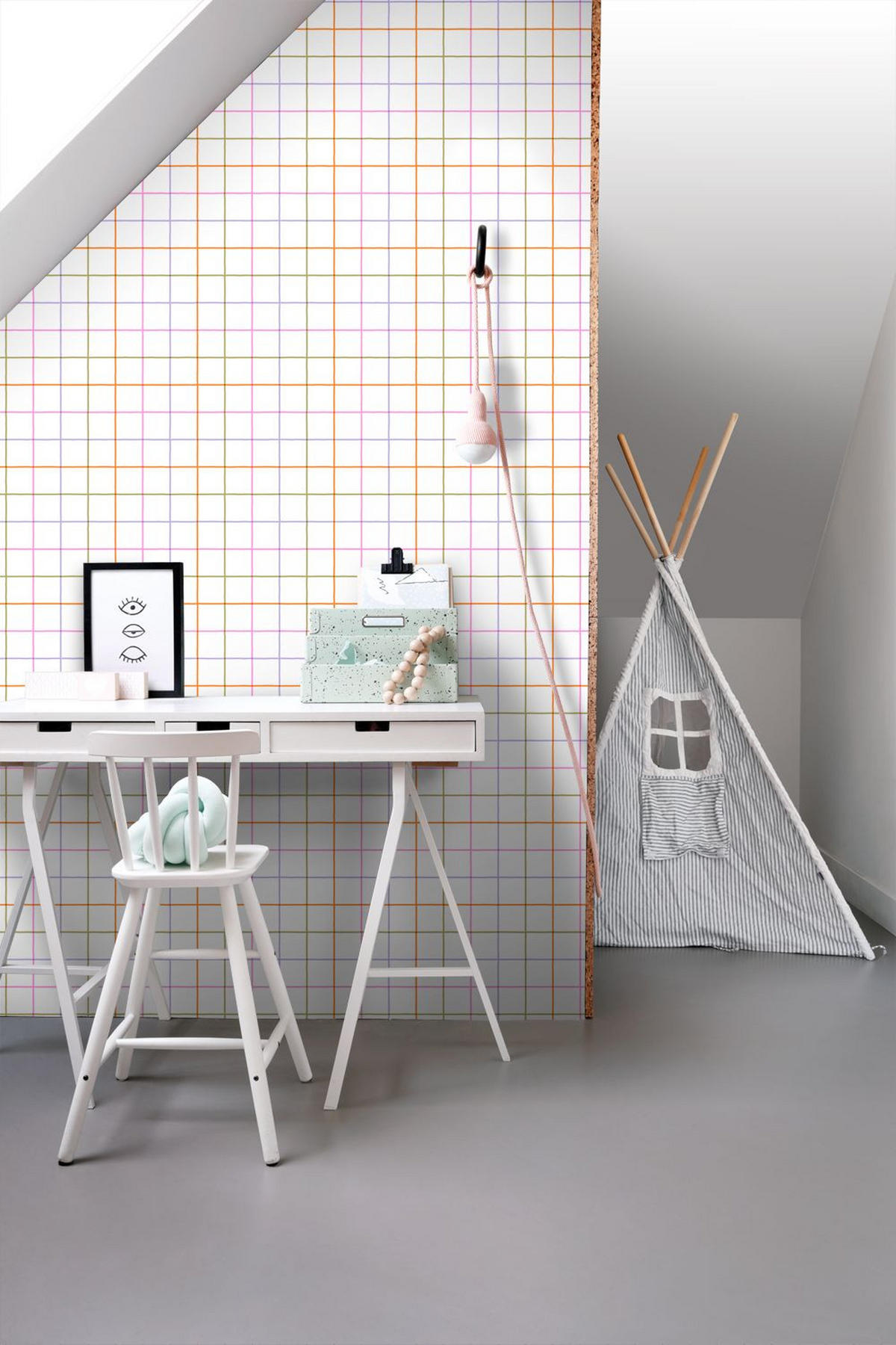 TAPETE Karomuster 50 x 900 cm - Weiß, Papier (50/0.1cm) - ESTAhome