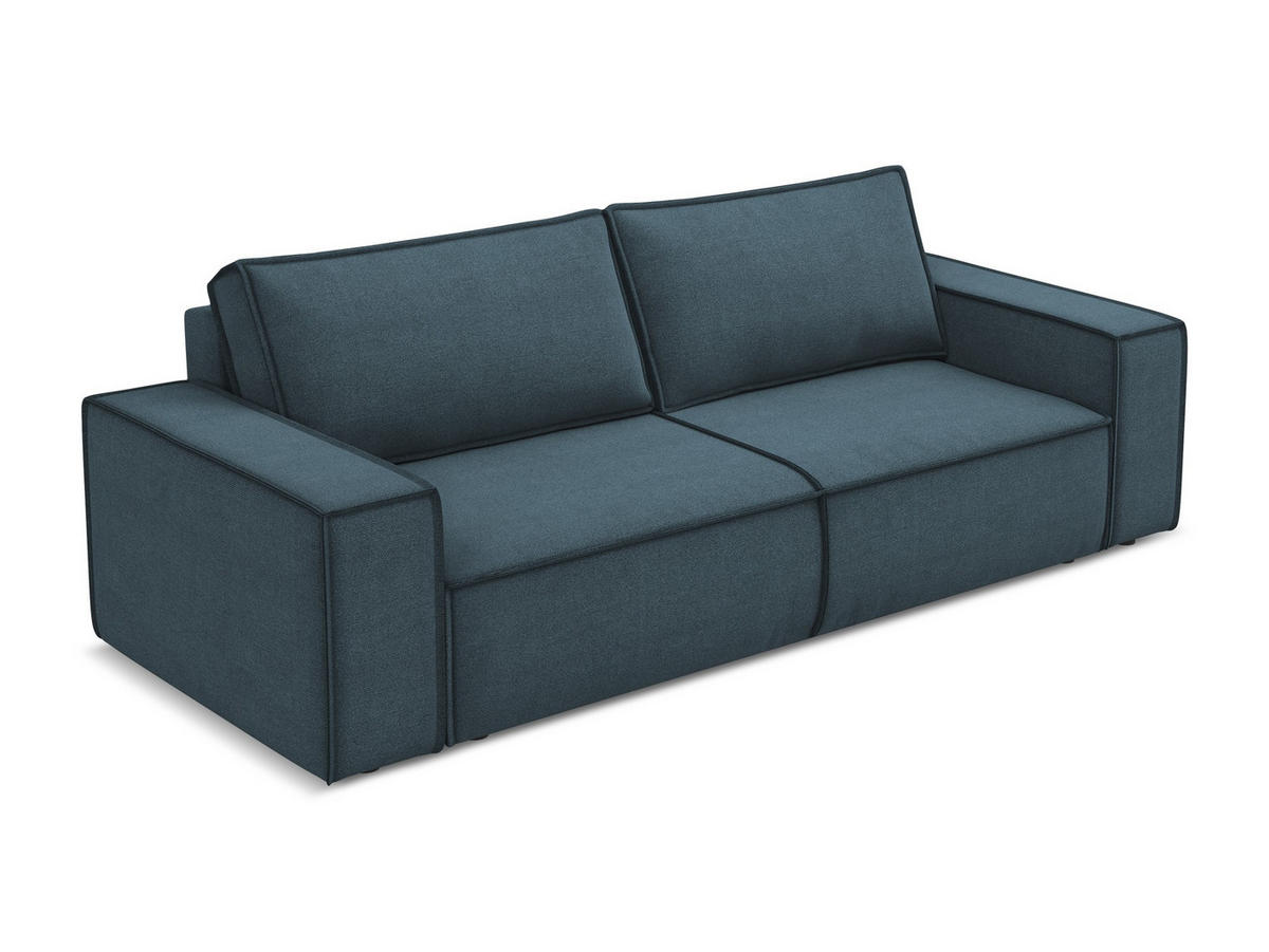 3-SITZER SOFA mit Schlaffunktion Strukturstoff Stoff Blau - Blau/Blaugrau, Kunststoff/Textil (255/85/105cm) - Makamii
