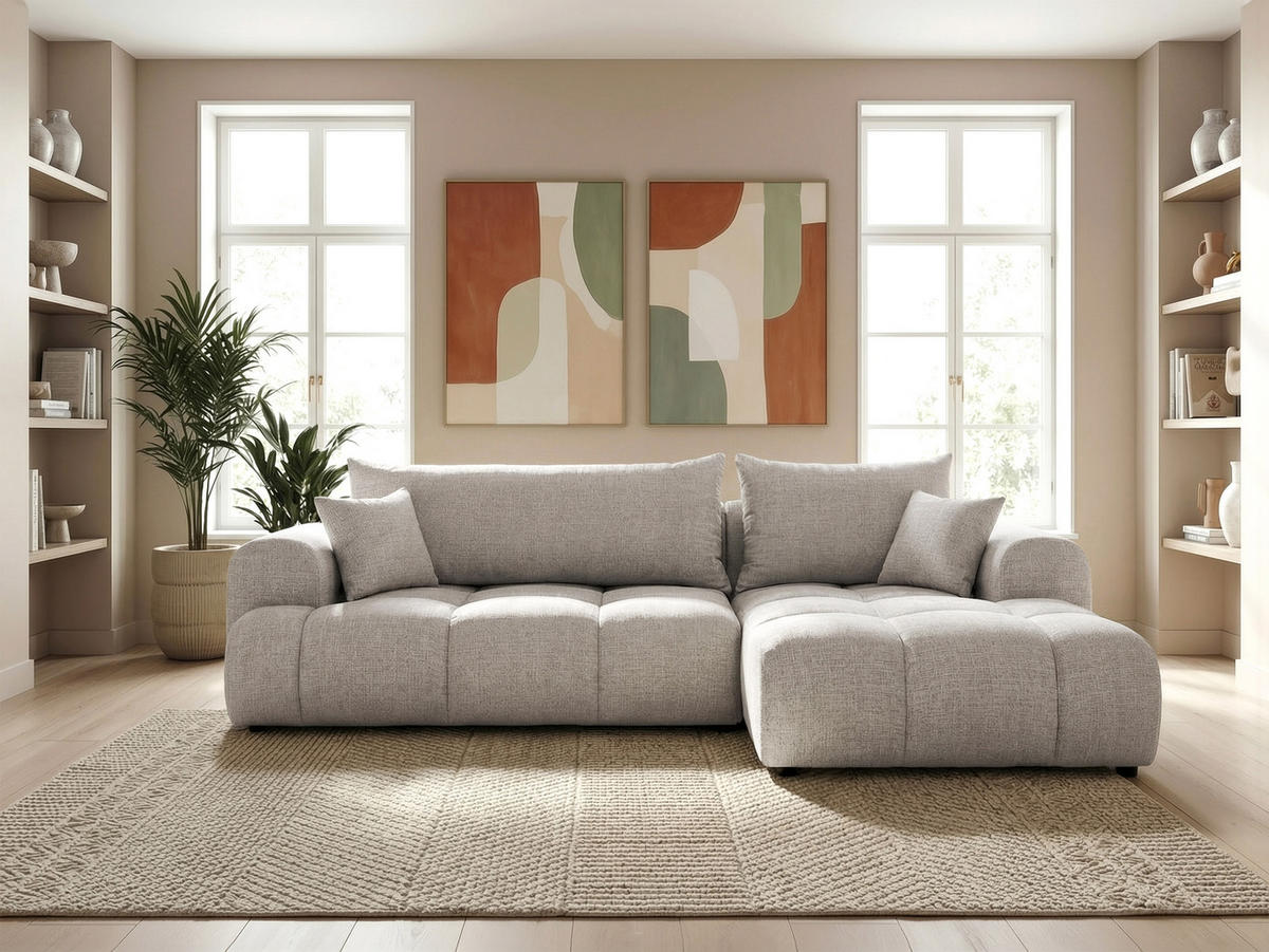ECKSOFA MILANO mit Schlaffunktion und Bettkasten Grau - Grau, Holzwerkstoff/Kunststoff (250/90cm) - Idohome