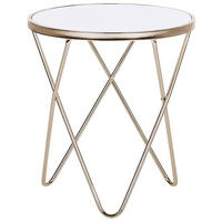 BEISTELLTISCH weiß/gold 50 cm MERIDIAN Meridian - Goldfarben/Weiß, Glas (50/50/55cm) - Beliani
