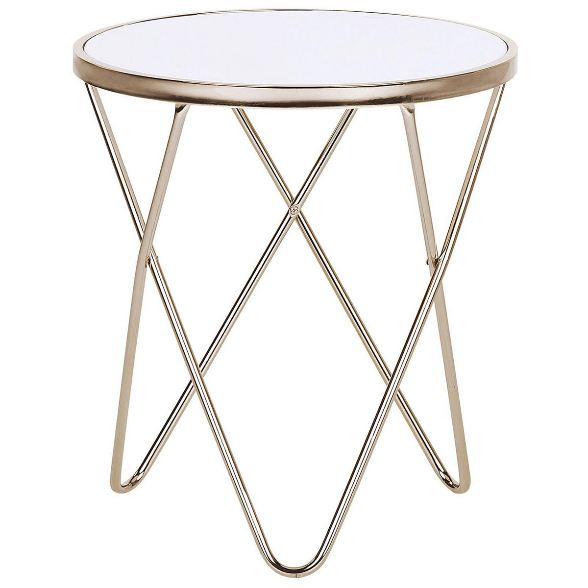 BEISTELLTISCH weiß/gold 50 cm MERIDIAN Meridian - Goldfarben/Weiß, Glas (50/50/55cm) - Beliani