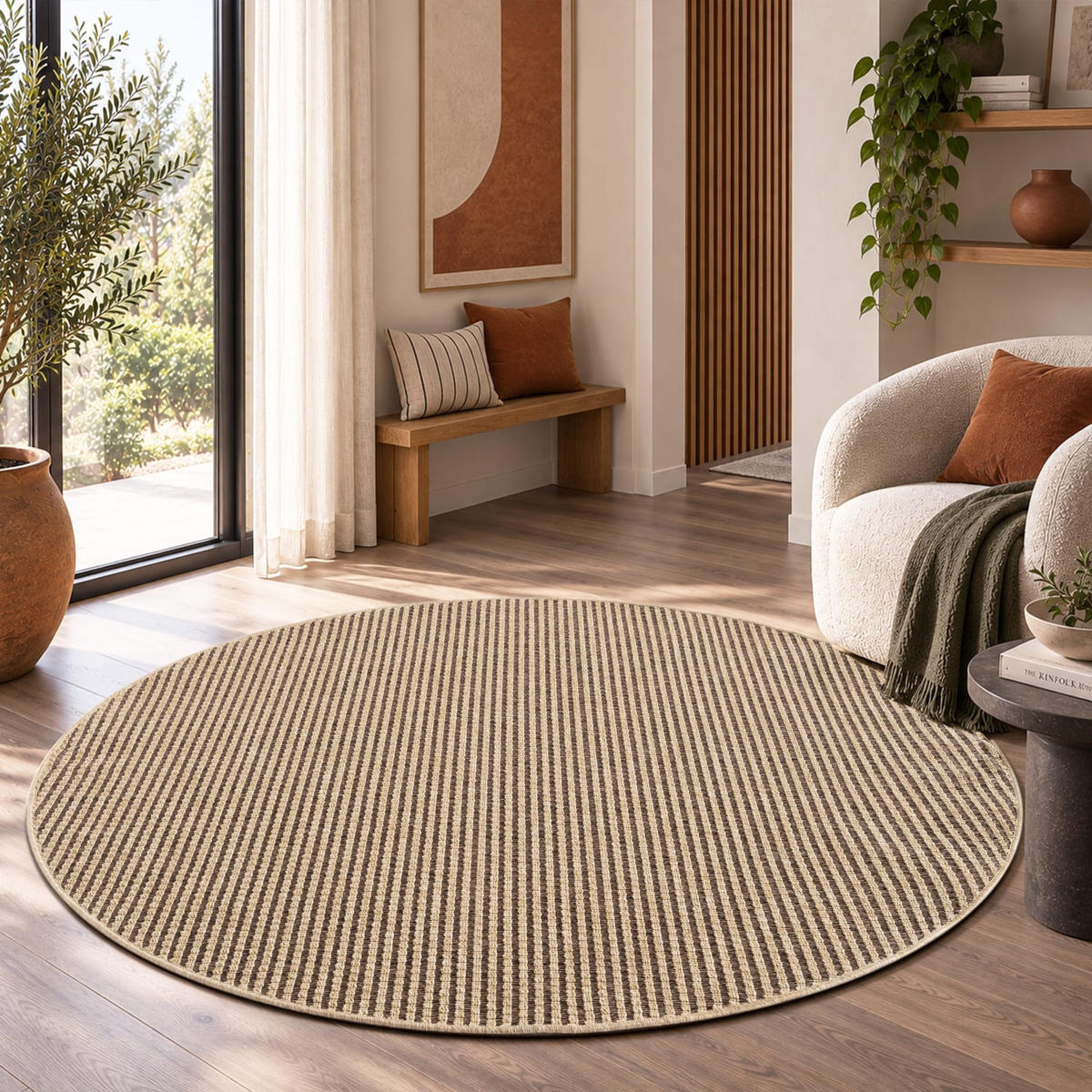OUTDOORTEPPICH 120/120 cm Waregem 628 - Beige, Kunststoff (120/120cm) - Paco Home