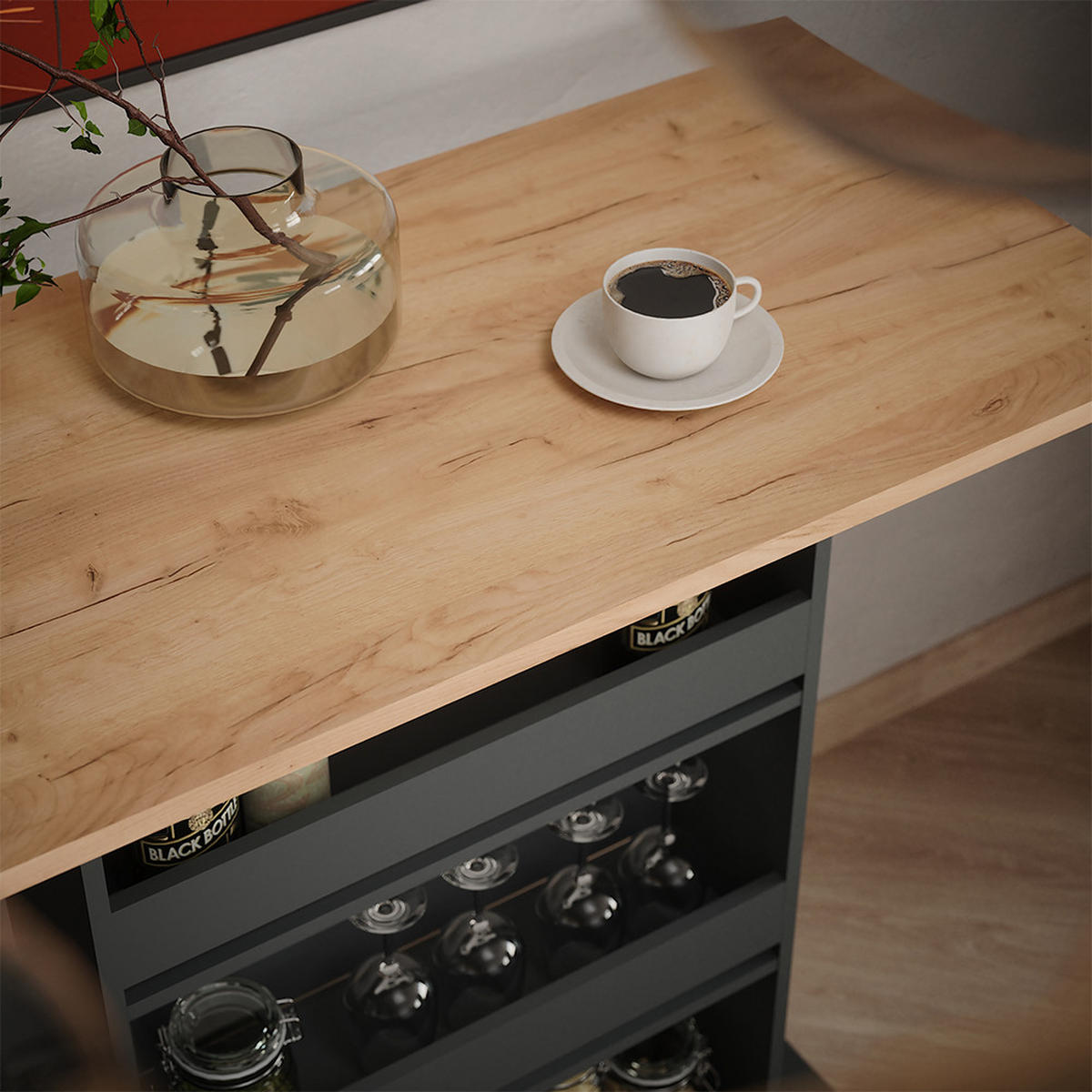 BAROVÝ STŮL Repose Zlatý dub power/antracit - medově dubová/antracitová, kompozitní dřevo (55/110/106cm) - Vicco