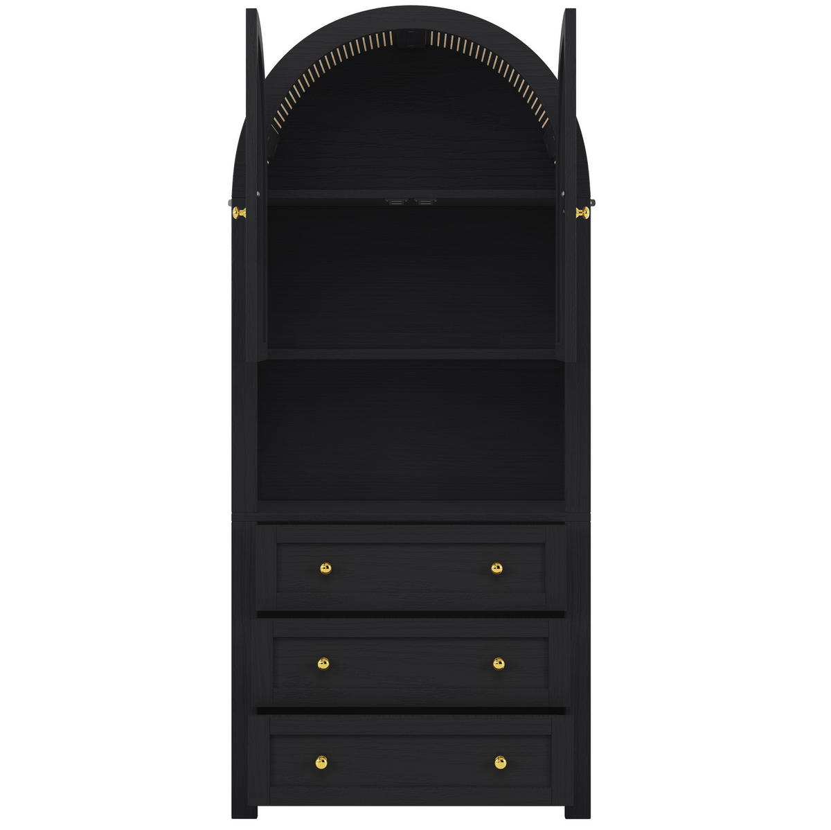 BUFFET 70/35/180 cm aus MDF mit Bogendesign und 3 Schubladen Schwarz - Schwarz, Holzwerkstoff (70/180/35cm) - Modenvie