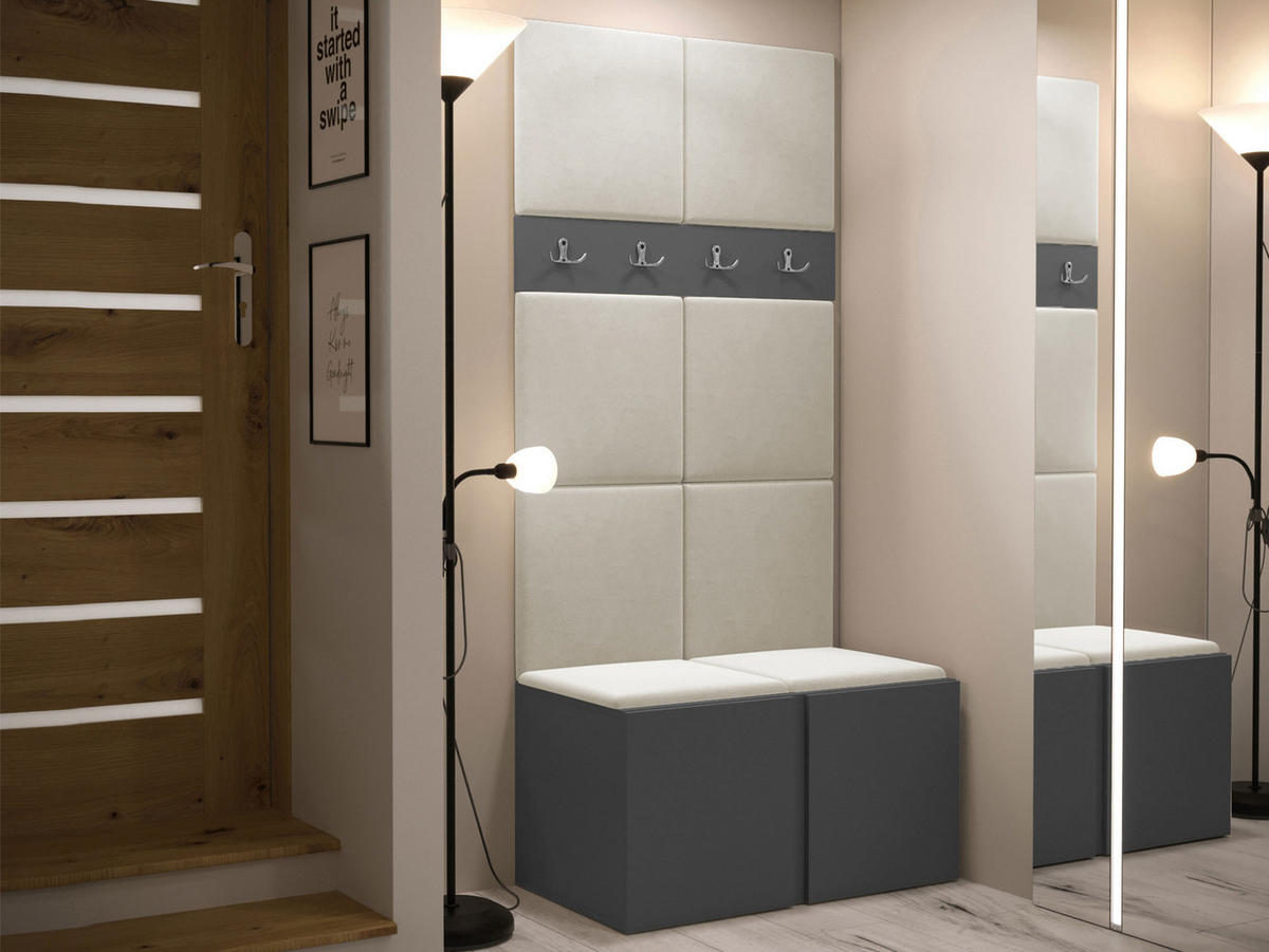 GARDEROBEN-SET Orion IV - Beige/Graphitfarben, Holzwerkstoff/Kunststoff (84/186/46cm) - MIRJAN24