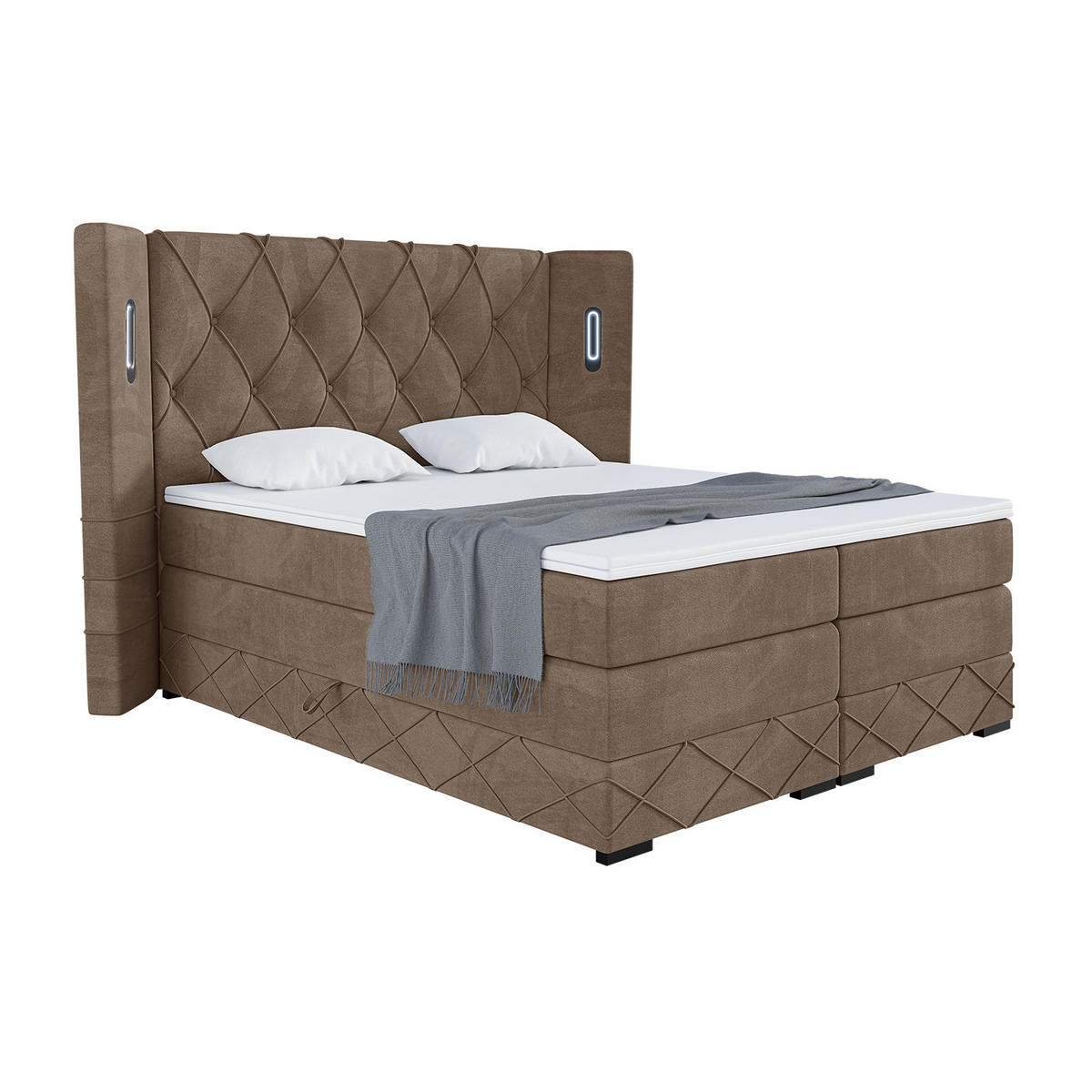 BOXSPRINGBETT Manuel - Schwarz/Braun, Holzwerkstoff/Textil (120/200cm) - Meblini