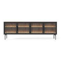 TV-LOWBOARD Lumi mit Glasfronten Eiche Dunin 181 cm - Dunkelbraun/Schwarz, Holzwerkstoff/Metall (181.3/39.3/39.3cm) - Selsey