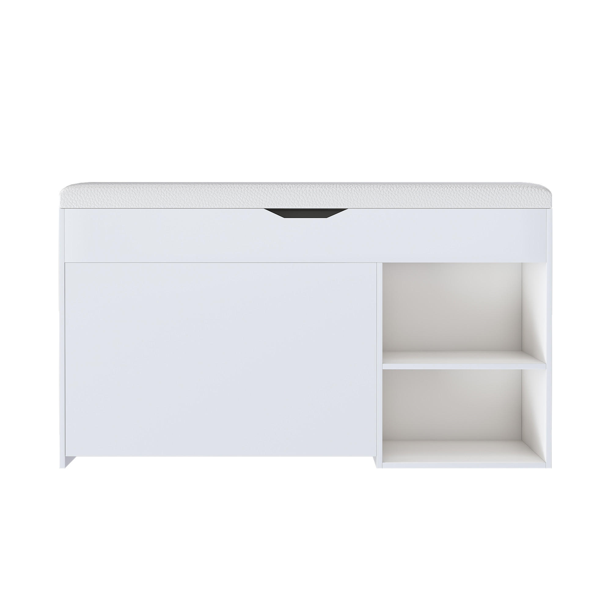 SCHUHBANK weiß & pu-leder, mit staufach & gepolsterter sitzfläche - Weiß, Holzwerkstoff (100/52/30cm) - Urban Meuble