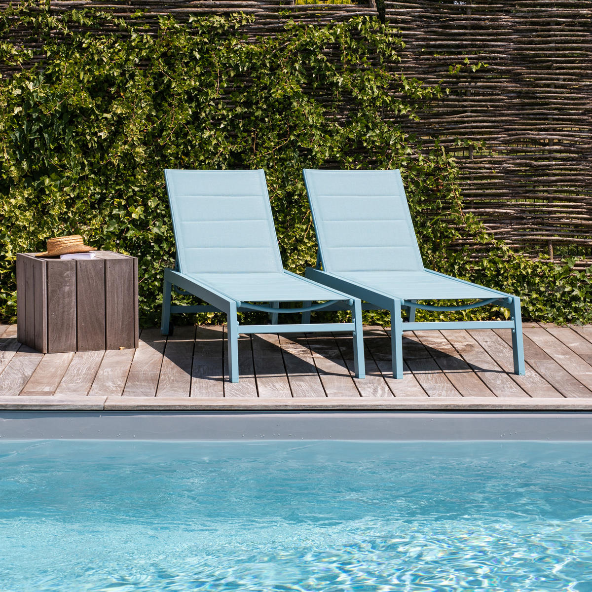 SONNENLIEGEN Barbados Hellblau und Hellblau 2er-Set - Blau, Kunststoff (61/95/198cm) - Happy Garden