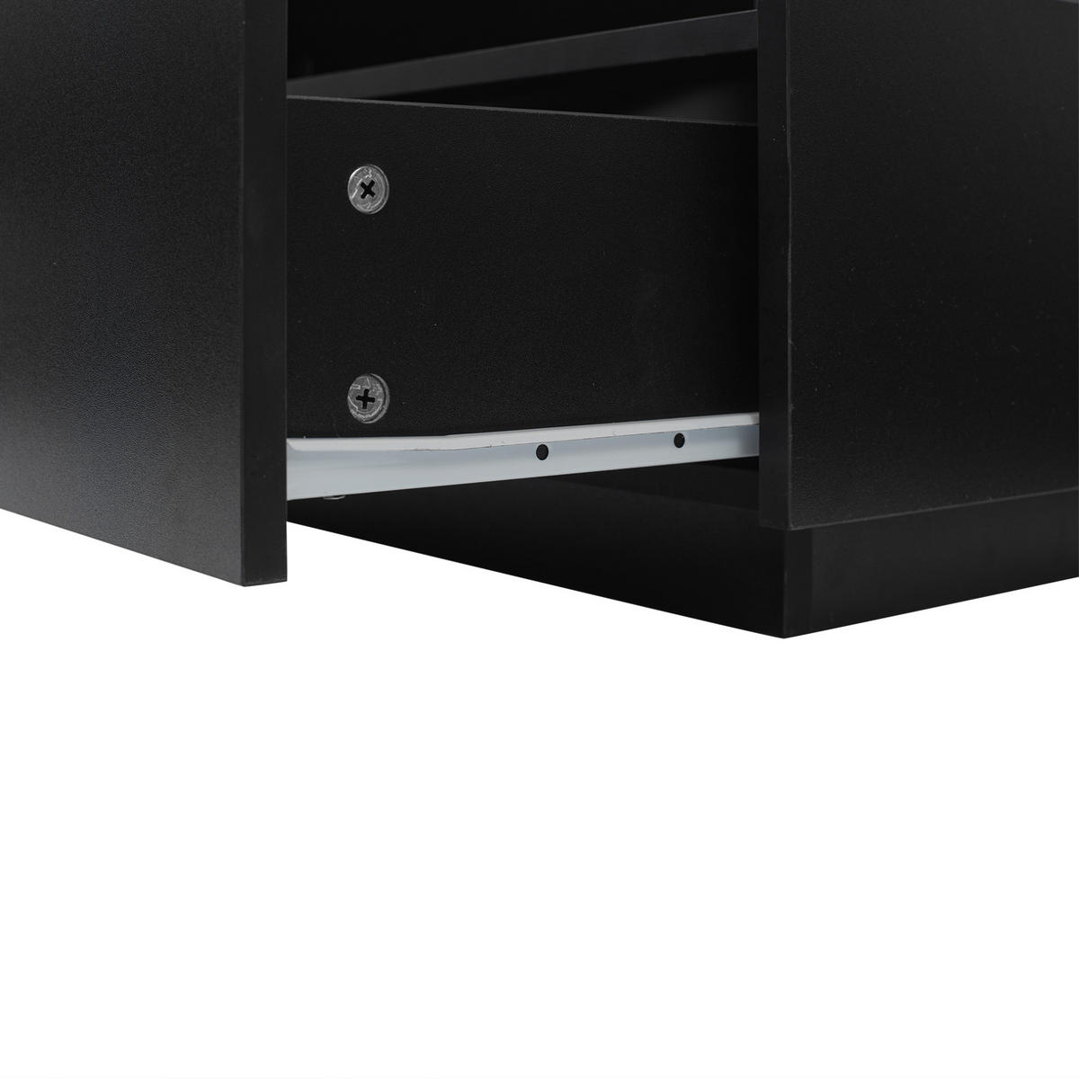 COUCHTISCH 70/70 cm mit LED-Beleuchtung und 2 Schubladen - Schwarz, Holzwerkstoff (70/70/41cm) - BEAOK