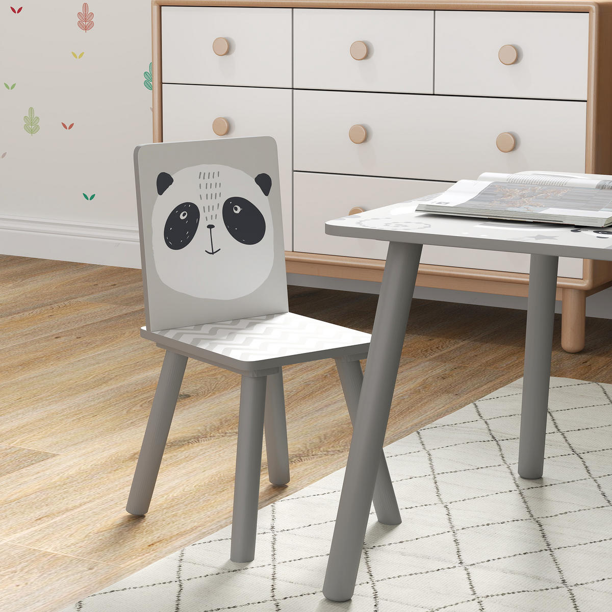 KINDERSITZGRUPPE DE-17542 2 Stühle mit Tiermotiven Grau - Grau, Holzwerkstoff (60/44/60cm) - ComfortXL