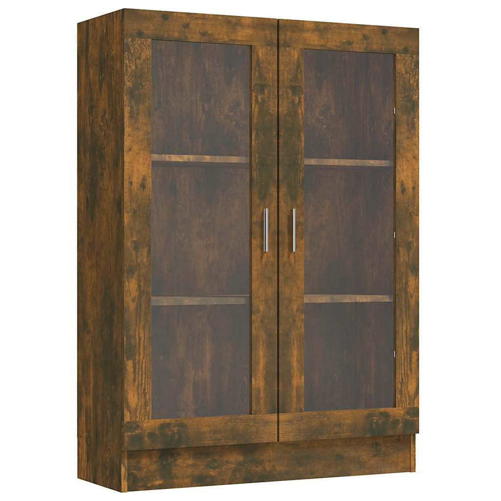 VITRINENSCHRANK mit 3 Fächern, 2 Glastüren 82,5/30,5/115 cm aus Holzwerkstoff Räuchereiche Dekor - Dunkelbraun, Holz (82.5/115/30.5cm) - vidaXL