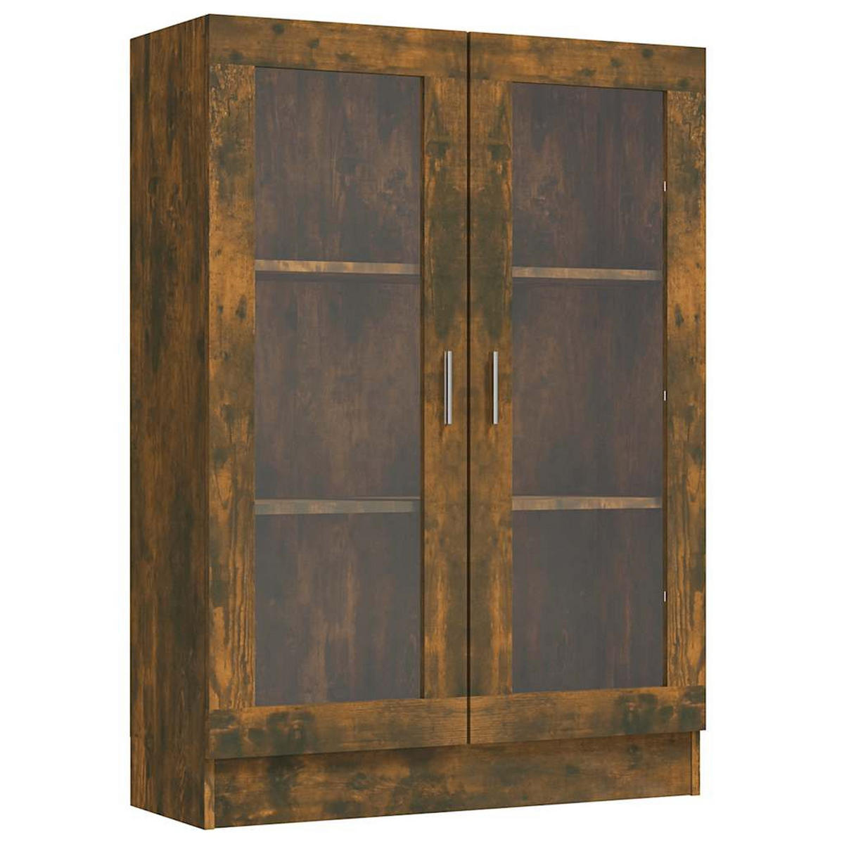 VITRINENSCHRANK mit 3 Fächern, 2 Glastüren 82,5/30,5/115 cm aus Holzwerkstoff Räuchereiche Dekor - Dunkelbraun, Holz (82.5/115/30.5cm) - vidaXL
