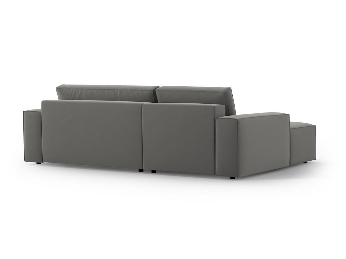 ECKSOFA ausklappbar links mit Container Jodie aus Samt hellgrau 3 Sitzplätze - Hellgrau, Textil (246/151cm) - Micadoni
