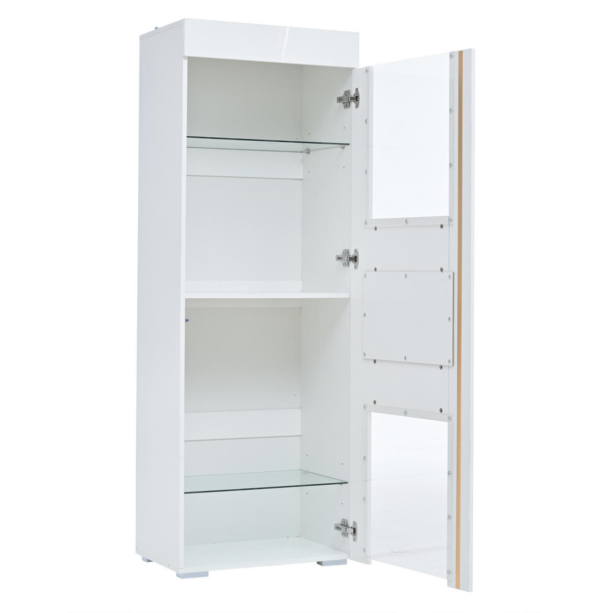 VITRINE mit LED 60 x 40 x 170 cm Hochglanz Weiß - Weiß, Glas (40/170/60cm) - Beauniv