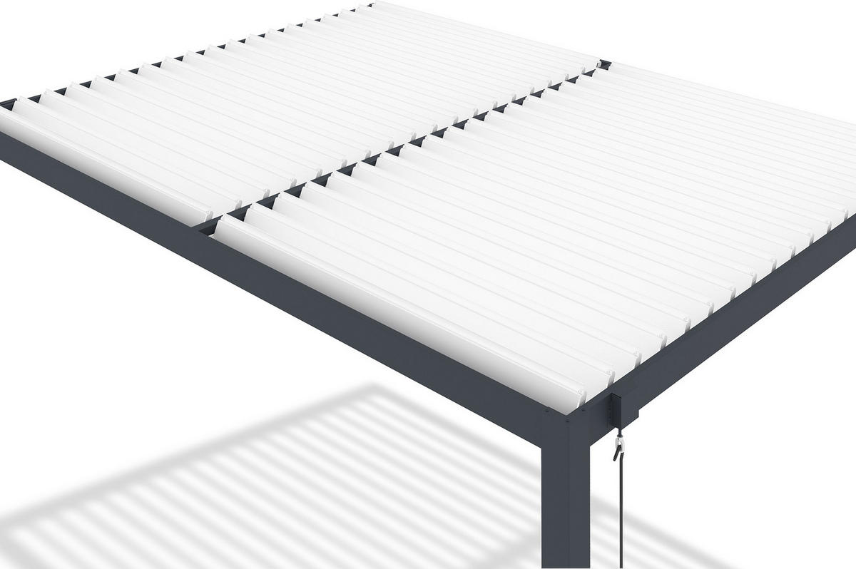 BIOKLIMA-PERGOLA Agosta 4x3m freistehend 250 cm hoch Graues Aluminium mit weißen - Grau, Metall (394/248/300cm) - Cazeboo