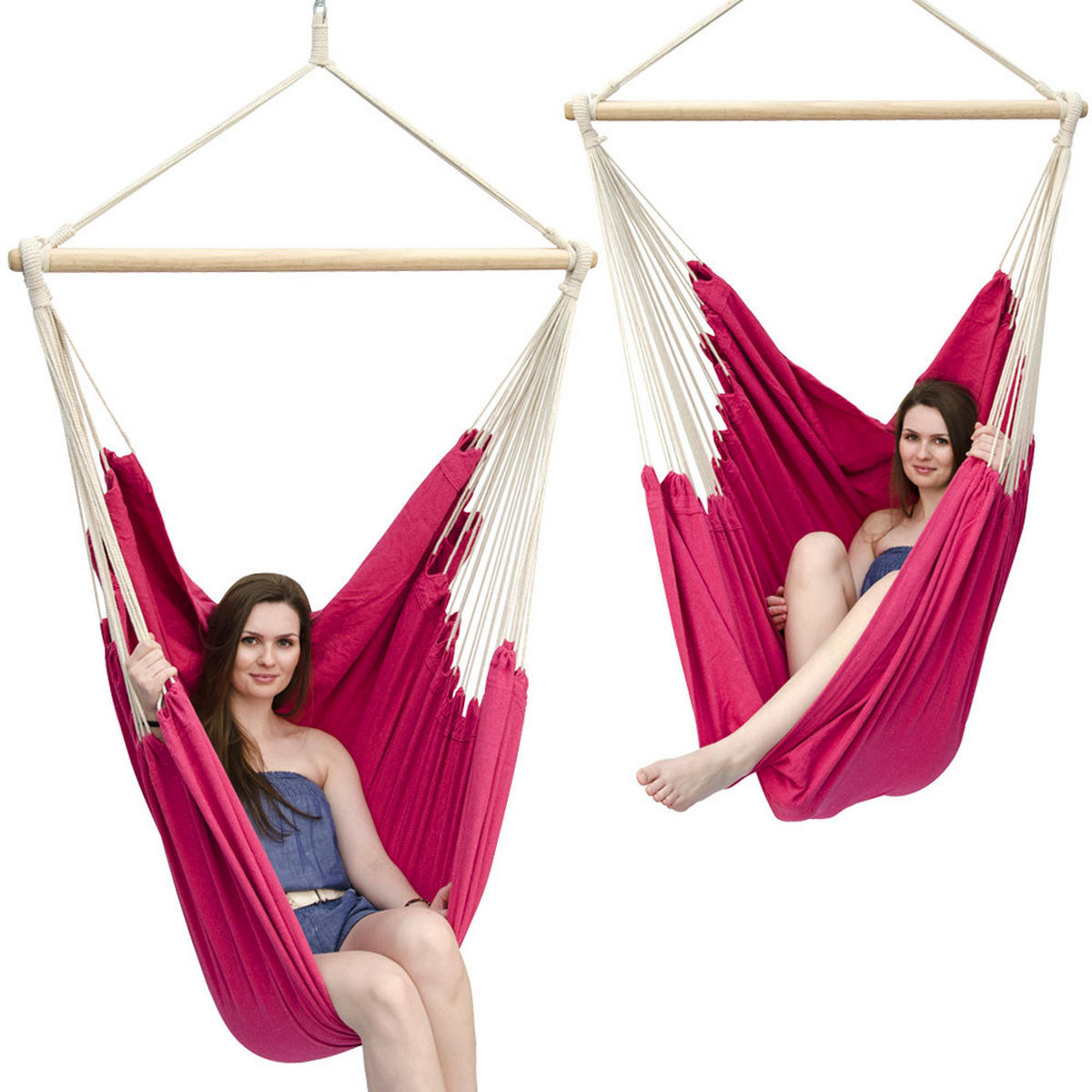 XXL-HÄNGESESSEL 185/130 cm Belastbar bis 150 kg Magenta - Rot, Textil (130/155/185cm) - Amanka