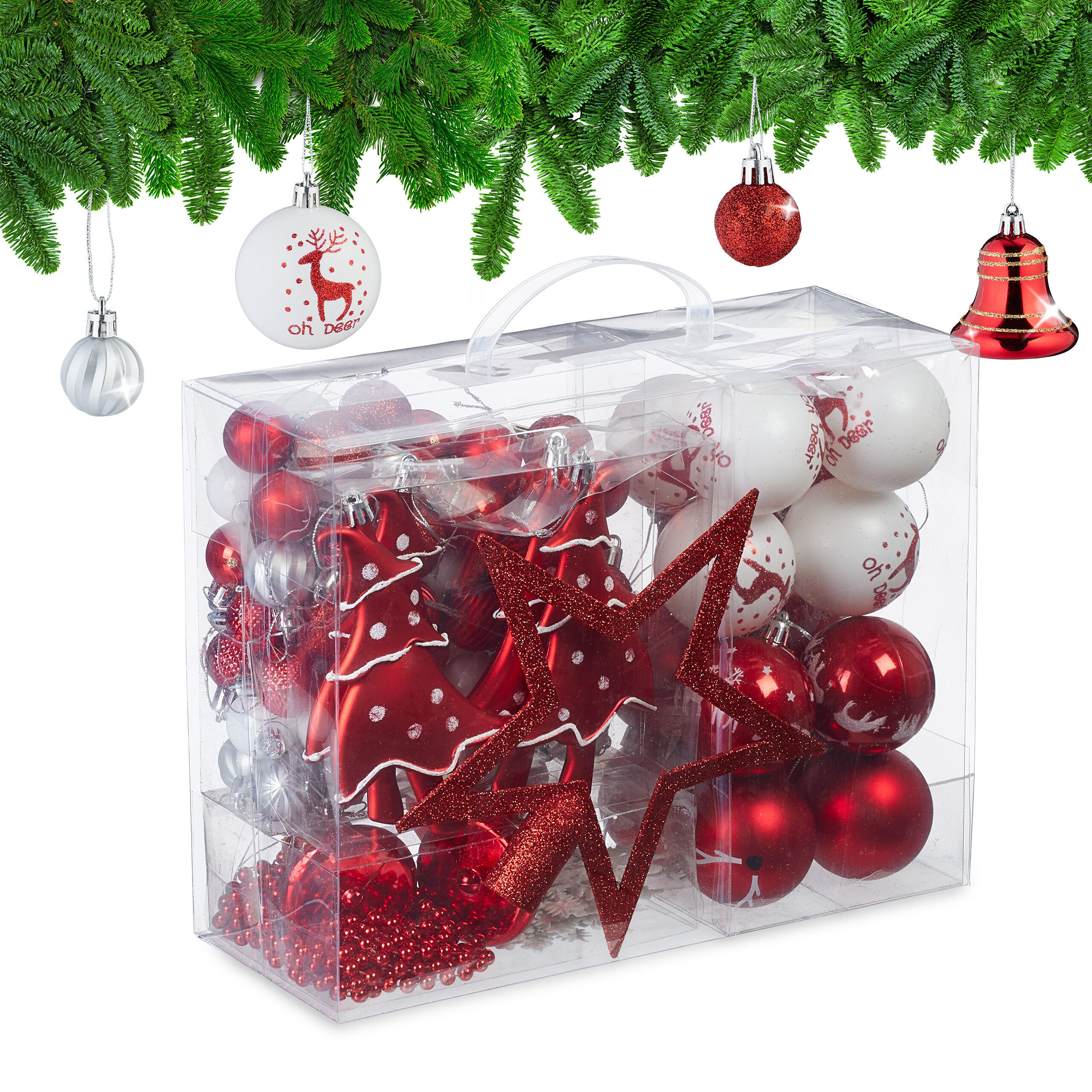 103-TLG.WEIHNACHTSKUGELN-SET - Multicolor, Kunststoff (20/19/2.5cm) - Relaxdays