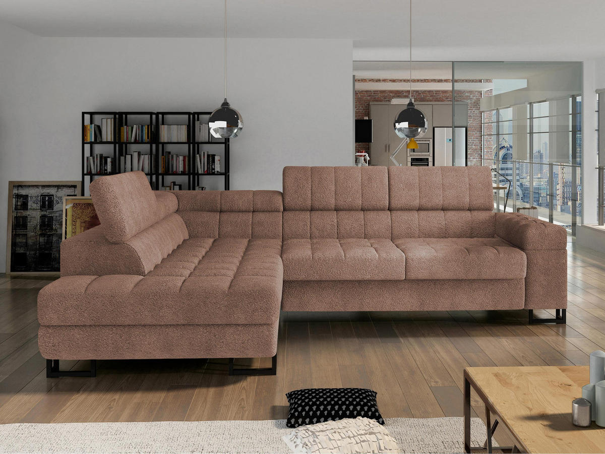 ECKSOFA Laris, Seite: Links - Hellbraun/Schwarz, Holz/Textil (271/203cm) - MIRJAN24