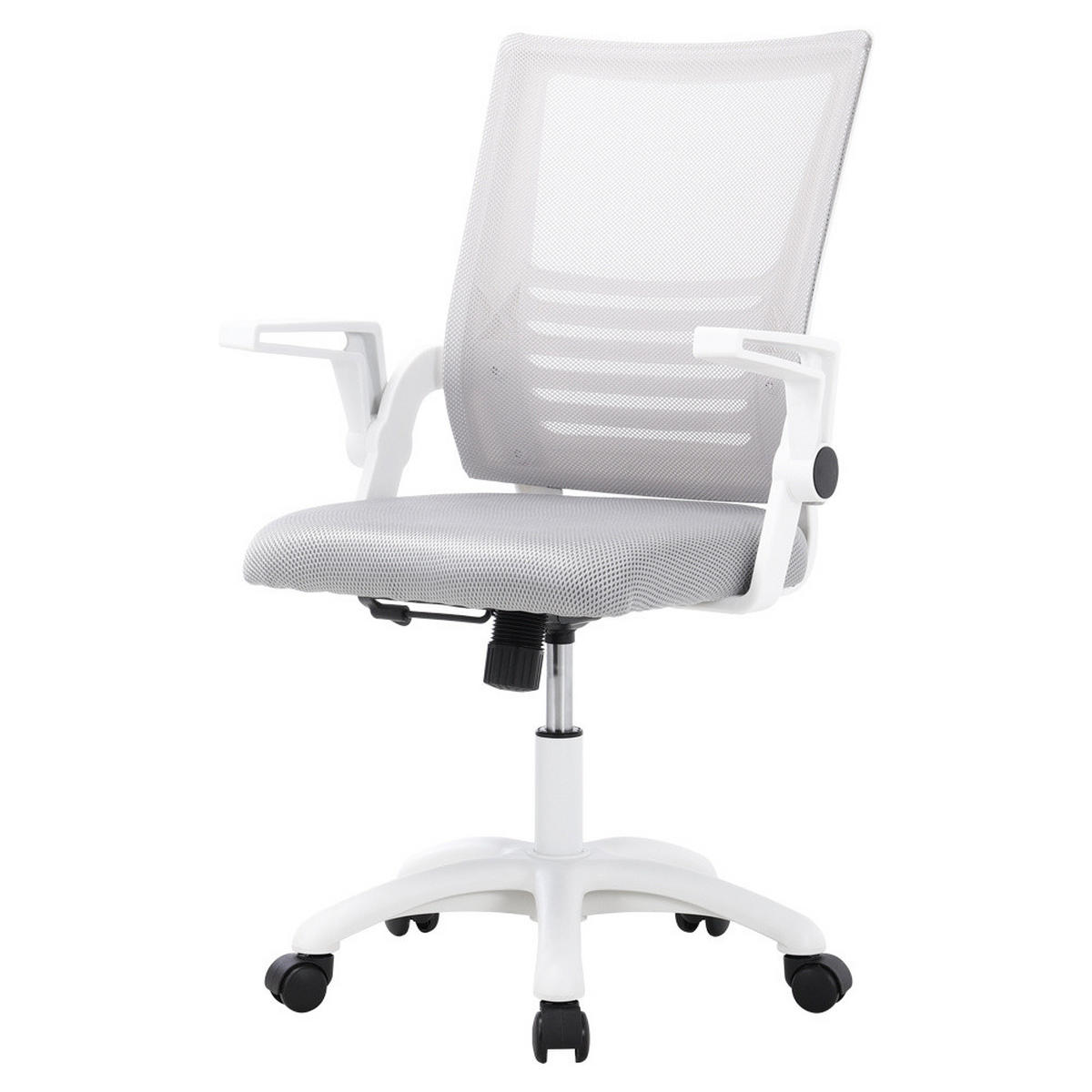 DREHSTUHL mit Armlehnen in Grau und Drehfunktion Höhenverstellbarer Einfache Montage Ergonomische Form - Weiß/Grau, Kunststoff/Metall (60/101/45cm) - Livingandhome