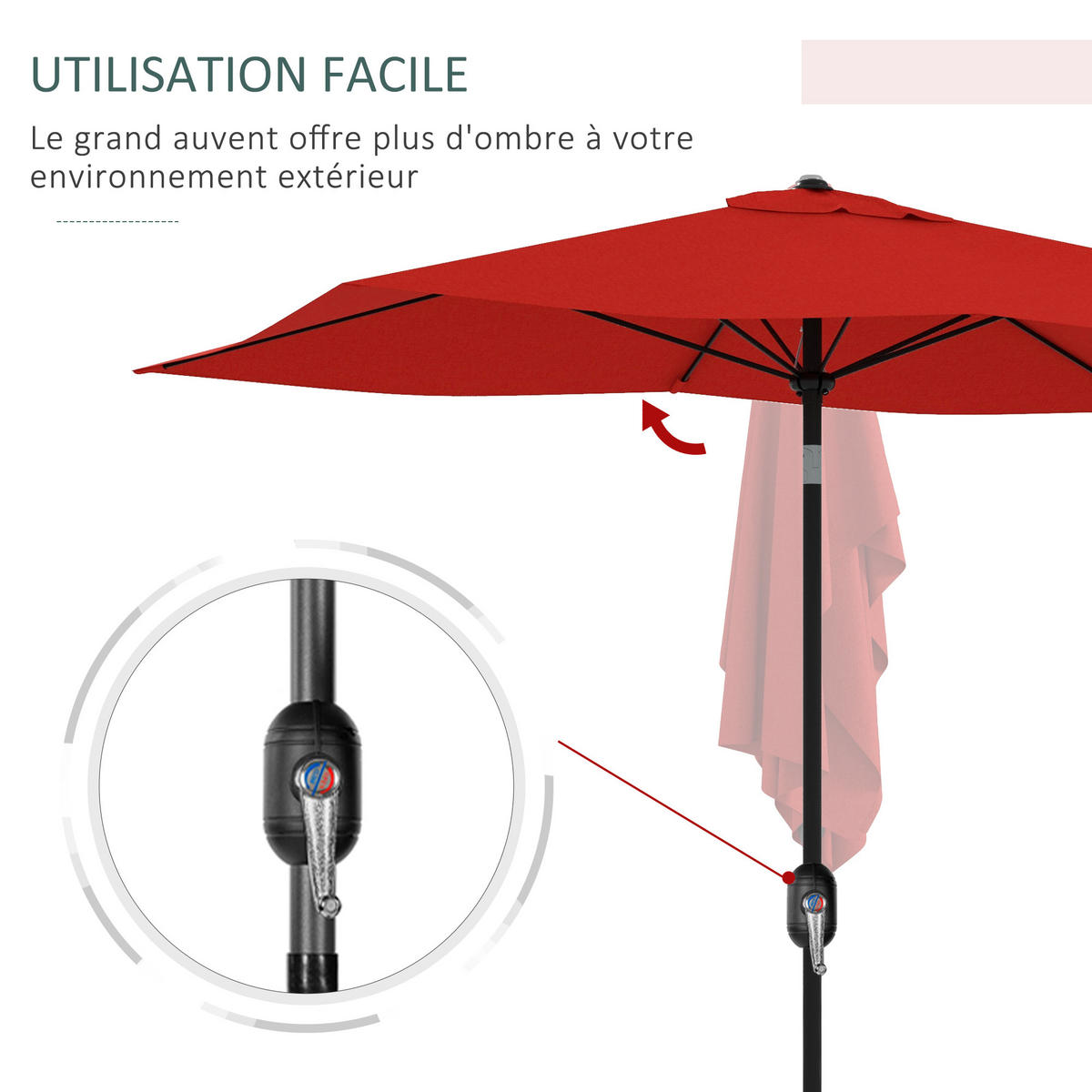 SONNENSCHIRM Rot 290/200/248 cm - Rot, Metall (290/200cm) - PANGIVO