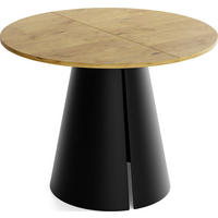 ESSTISCH Lamio runder ausziehbarer, Eiche Hell Braun 100-180/100/76 cm - Eichefarben/Schwarz, Holzwerkstoff/Metall (100/100/76cm) - WFL GROUP