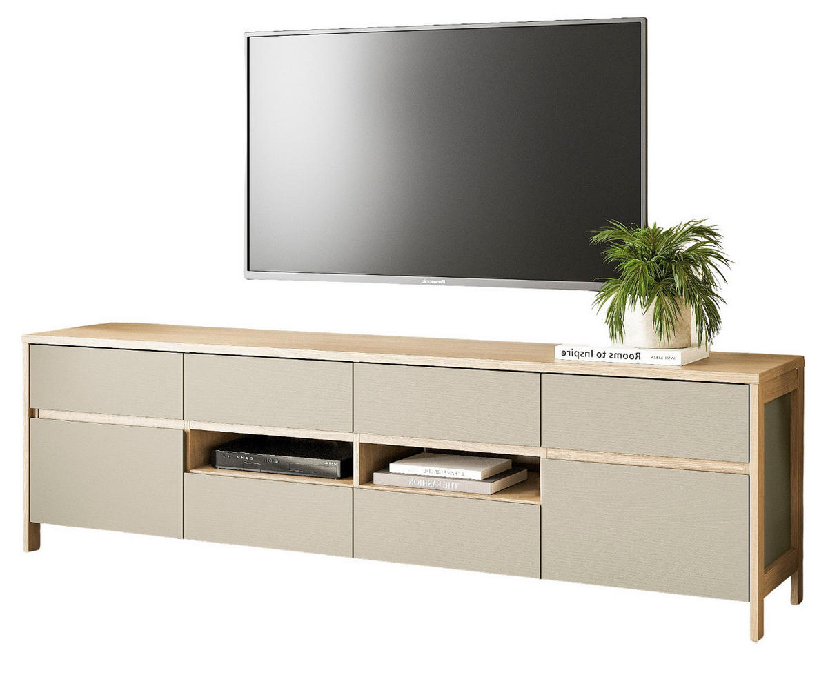 TV-LOWBOARD Salbei grün, Eiche, TV Unterteil skandinavisch 193 cm, Soft-Close - Salbeigrün/Eichefarben, Holzwerkstoff/Metall (193/58/39cm) - Furn.Design