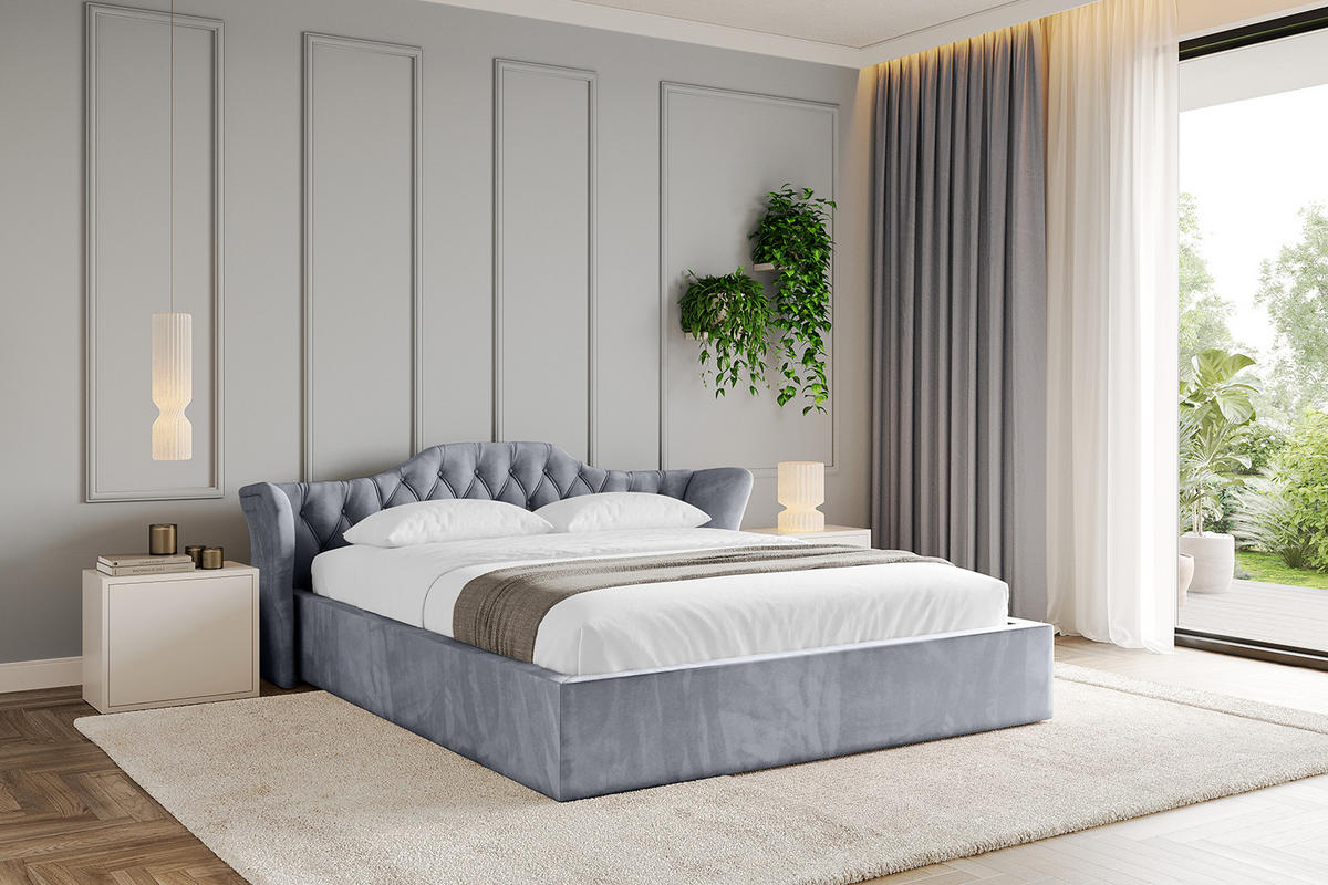 POLSTERBETT mit Bettkasten und Lattenrost, Boxbett ohne Matratze - ZORAN-V1 180x200 Grau - Grau, Holzwerkstoff/Textil (180/200cm) - ALTDECOR