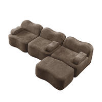 ECKSOFA 288/167/70 cm in Braun aus Samt mit Hocker - Braun, Textil (167/288cm) - Flora Grace