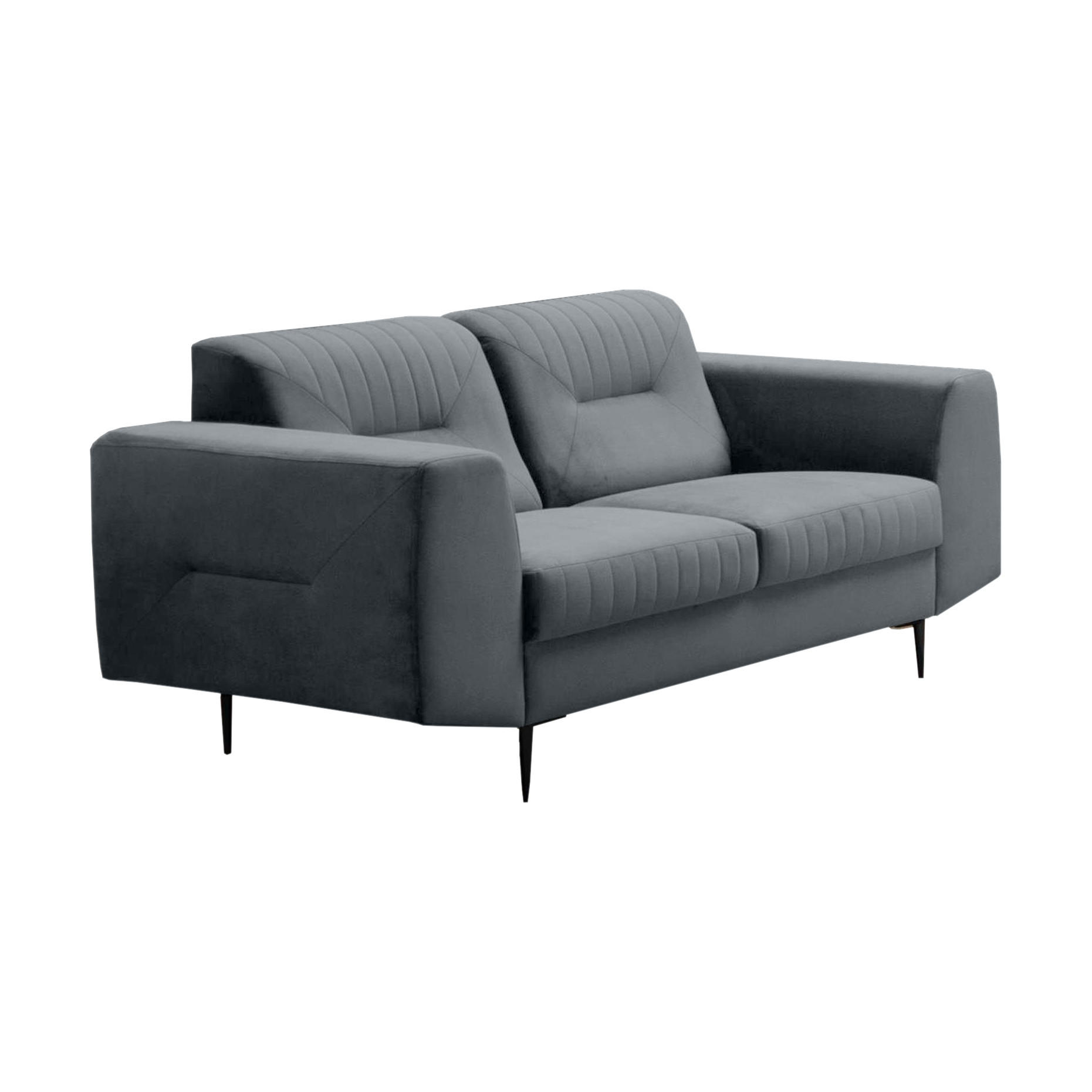 2-SITZER SOFA Venezia dunkelgrau mit schwarzen Beinen - Dunkelgrau/Schwarz, Textil (172/85/94cm) - Beautysofa