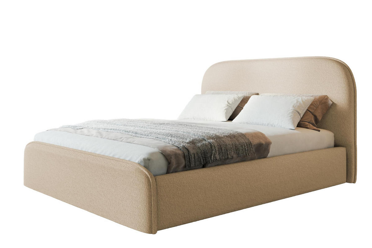 BETT 90x200 - Polsterbett mit Bettkasten und Metallrahmen - Modern Betten - Kuscheliger Catch-Me-Stoff - Kollektion Vienna - Beige - Beige, Holz/Textil (90/200cm) - Alpi-Möbel