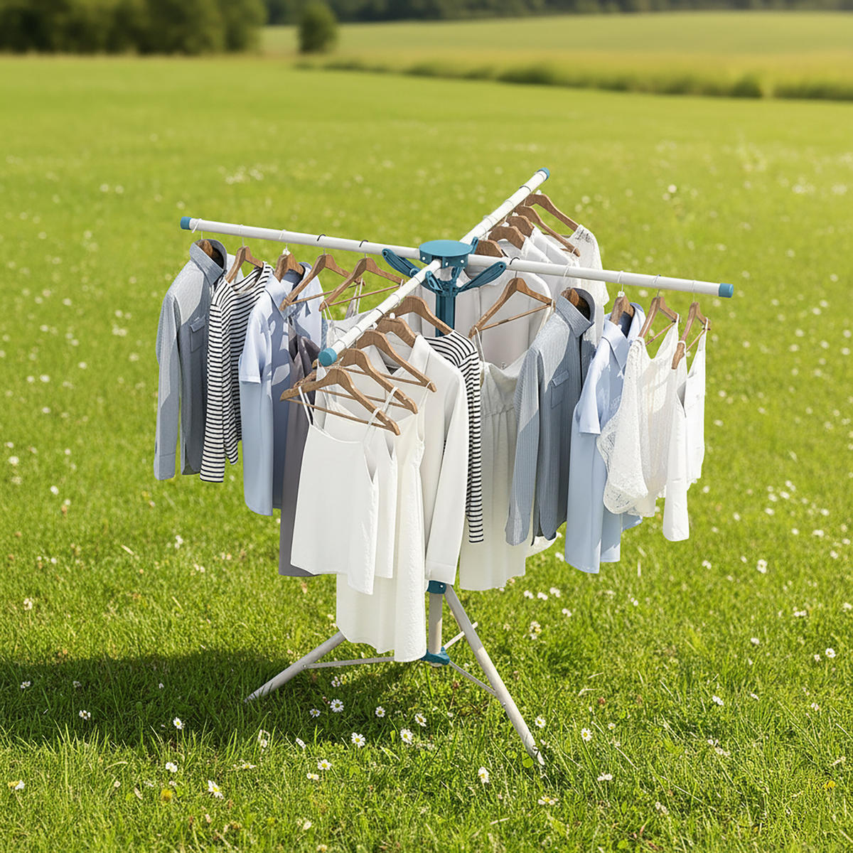 SUŠIAK na prádlo - biela, kov/plast (120/200/120cm) - Relaxdays